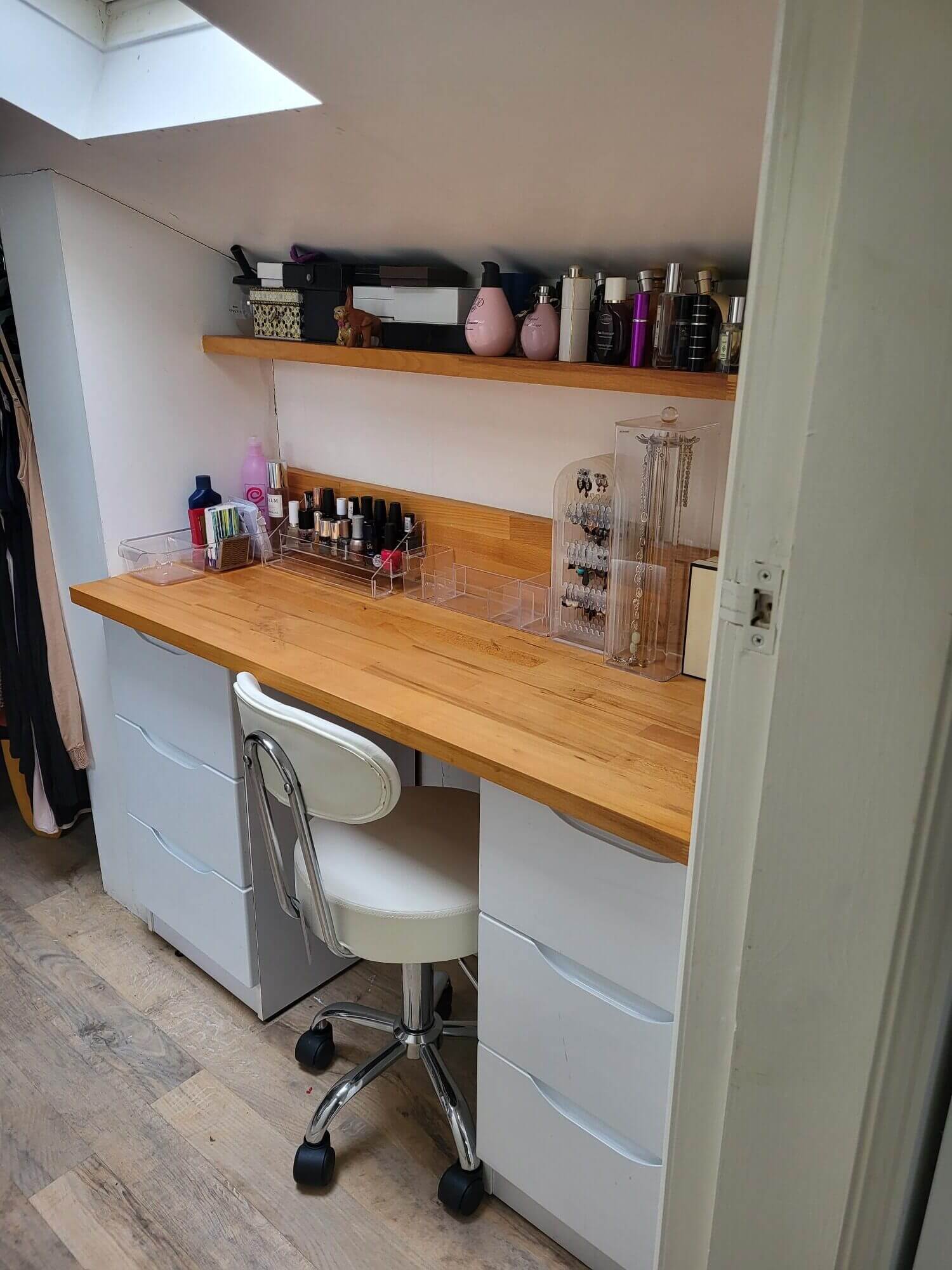 A vanity after being decluttered.